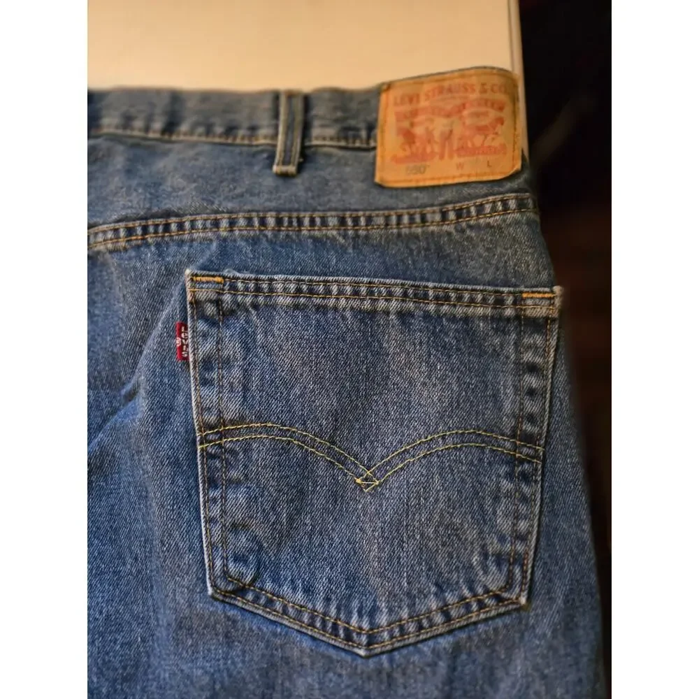 Levi's 550 Relaxed Fit Mens Blue Cotton Denim Jeans‎ 44 x 30